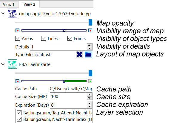 Map properties selection