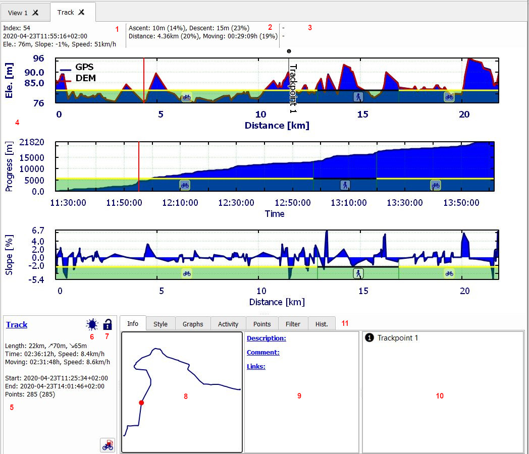 Track info and edit window